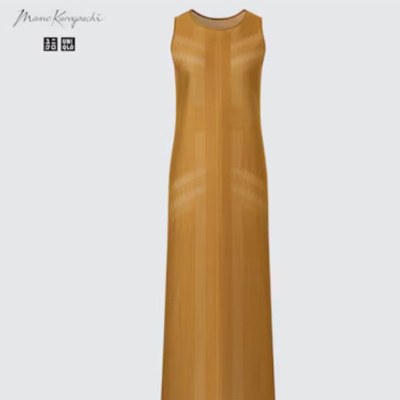 UNIQLO x MAME KUROGOUCHI Mesh Sleeveless Long Dress Brown Size M Sheer Fit NWT - Picture 4 of 10
